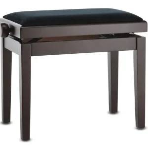 Billig Klavierbank DELUXE Rosenholz matt, Sitzbezug schwarz, verstellbar