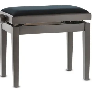 Markstein Klavierbank DELUXE DW Nussbaum dunkel, Sitzbezug schwarz, verstellbar Preiswert