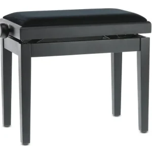 Markstein Klavierbank DELUXE schwarz matt, Sitzbezug schwarz, verstellbar Abverkauf