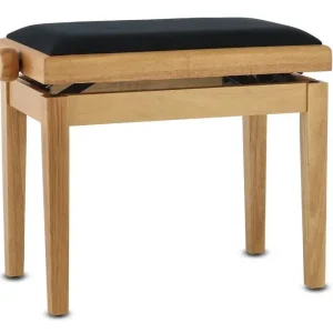Gratis Versand Markstein Klavierbank DELUXE Natur matt, Sitzbezug schwarz, verstellbar