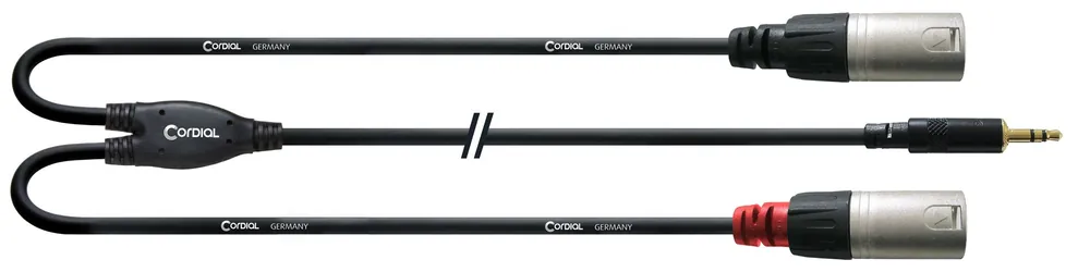 Cordial CFY 3 WMM, 3m, 3,5mm Stereo Klinke2x XLR male Stecker, Y-Audiokabel Preisreduziert