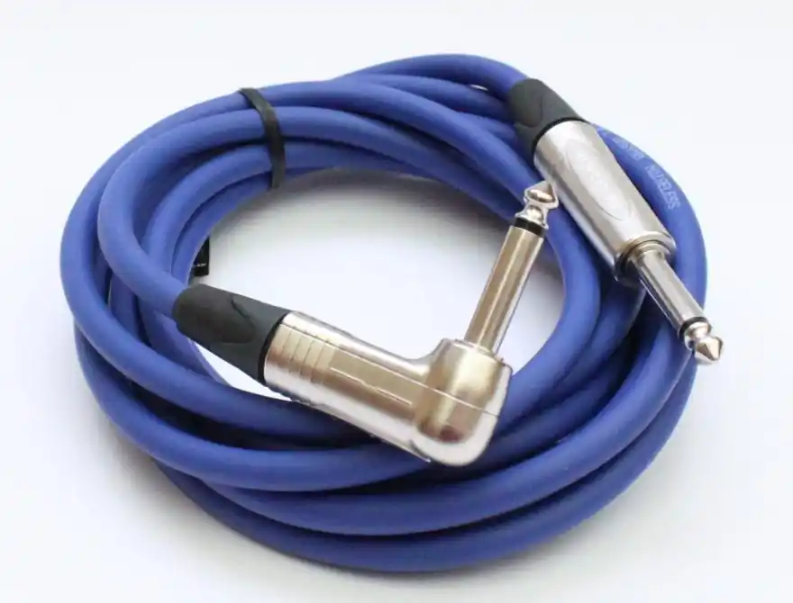 Gitarrenkabel 6,3mm Winkelklinke/Klinke, Mono, Neutrik, 3 Meter, blau Echt