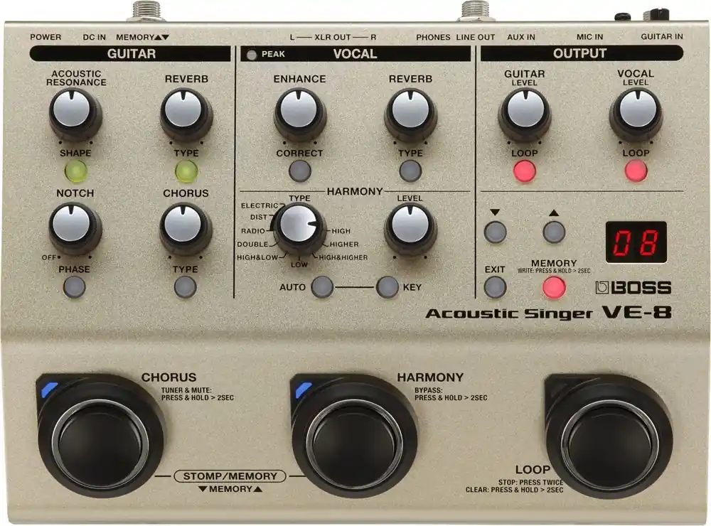 Boss VE-8 Acoustic Singer Bodeneffektgerät für singende Gitarristen Finale Aktion