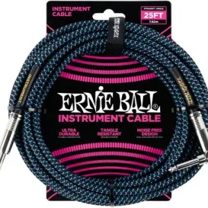 Kostenfreie Lieferung Ernie Ball EB6060 InstrumentenkabelGewebe 7,62m langgerade/gewinkelt
