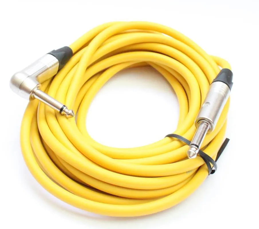 Gitarrenkabel 6,3mm Winkelklinke/Klinke, Mono, Neutrik, 6 Meter, gelb Exklusiv