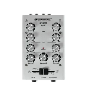 Direktkauf OMNITRONIC GNOME-202 Mini-Mixer silber 2-Kanal DJ-Mixer für Einsteiger