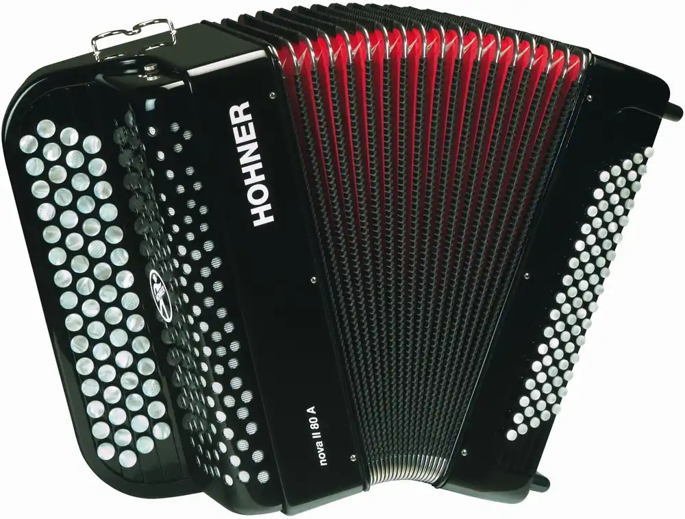 Nova II 80A schwarz C-Griff Chromatisches Knopfakkordeon Neue Ware