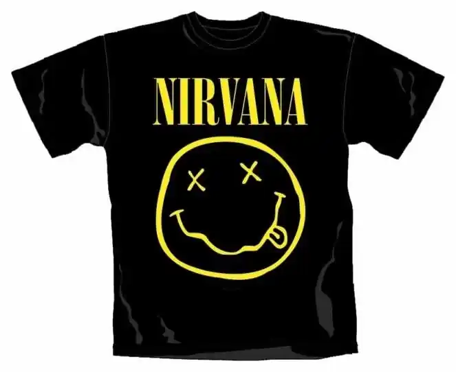 Nirvana T-Shirt Happy Logo XL Kostenfreie Lieferung